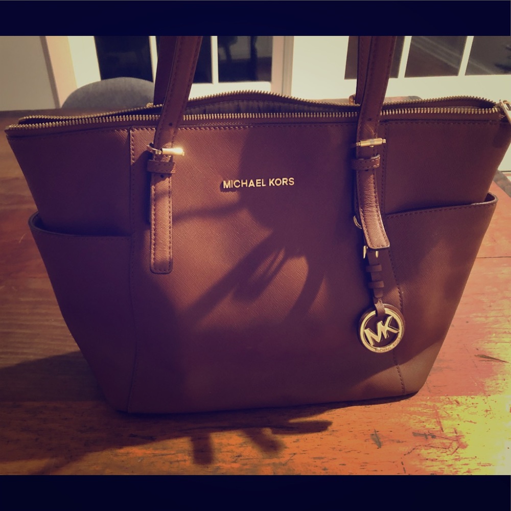 Michael Kors brown leather tote bag